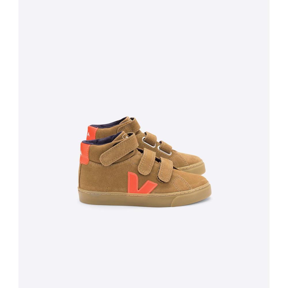 Kids\' Veja ESPLAR MID SUEDE High Tops Brown | ZA 679PJJ